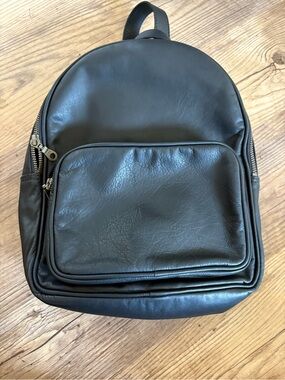 Black Leather Mini Backpack